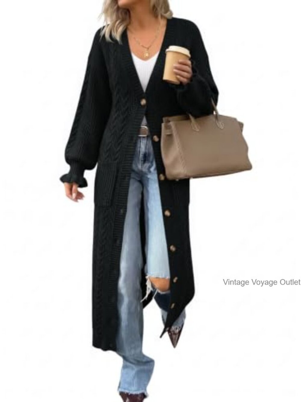 Chunky Knit Long Duster Cardigan Oversized Maxi Sweater Dress